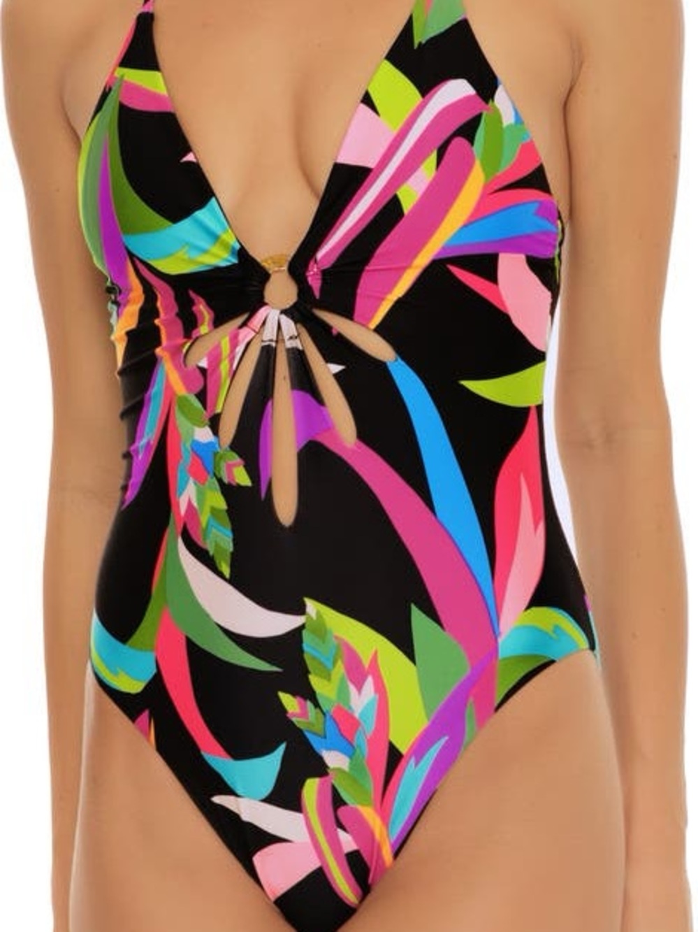 Trina Turk Birds of Paradise O-Ring One-Piece Swimsuit - 6 - Picture 2 of 5